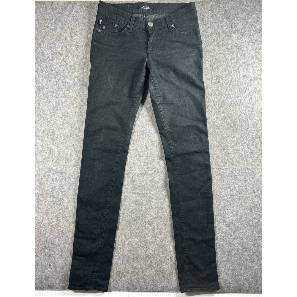 Rock & Republic Berlin Skinny Jeans Womens Size 26 Black Stretch Denim